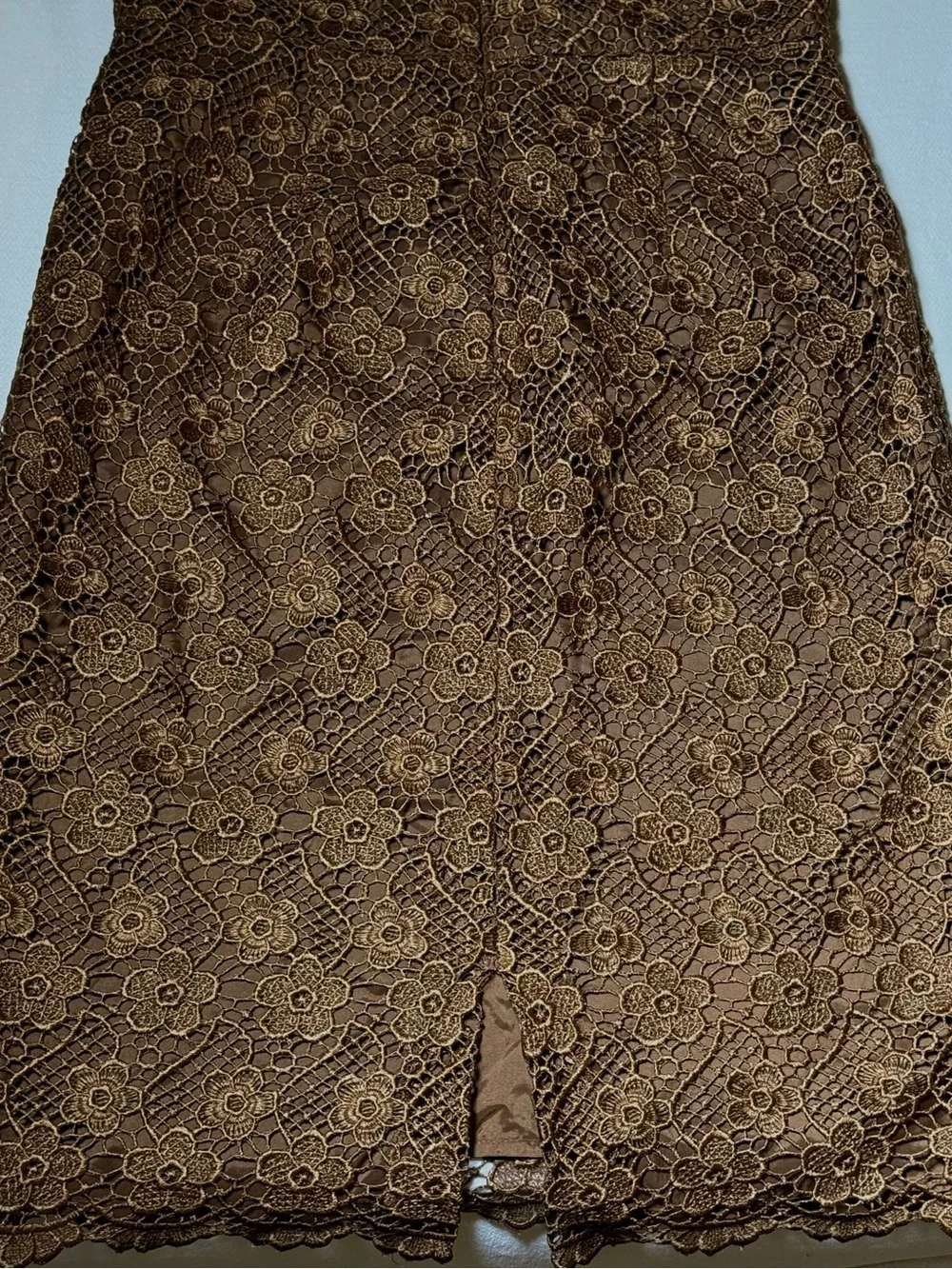 Tracy Reese Dress Brown Floral Lace V-Neck Sheath
